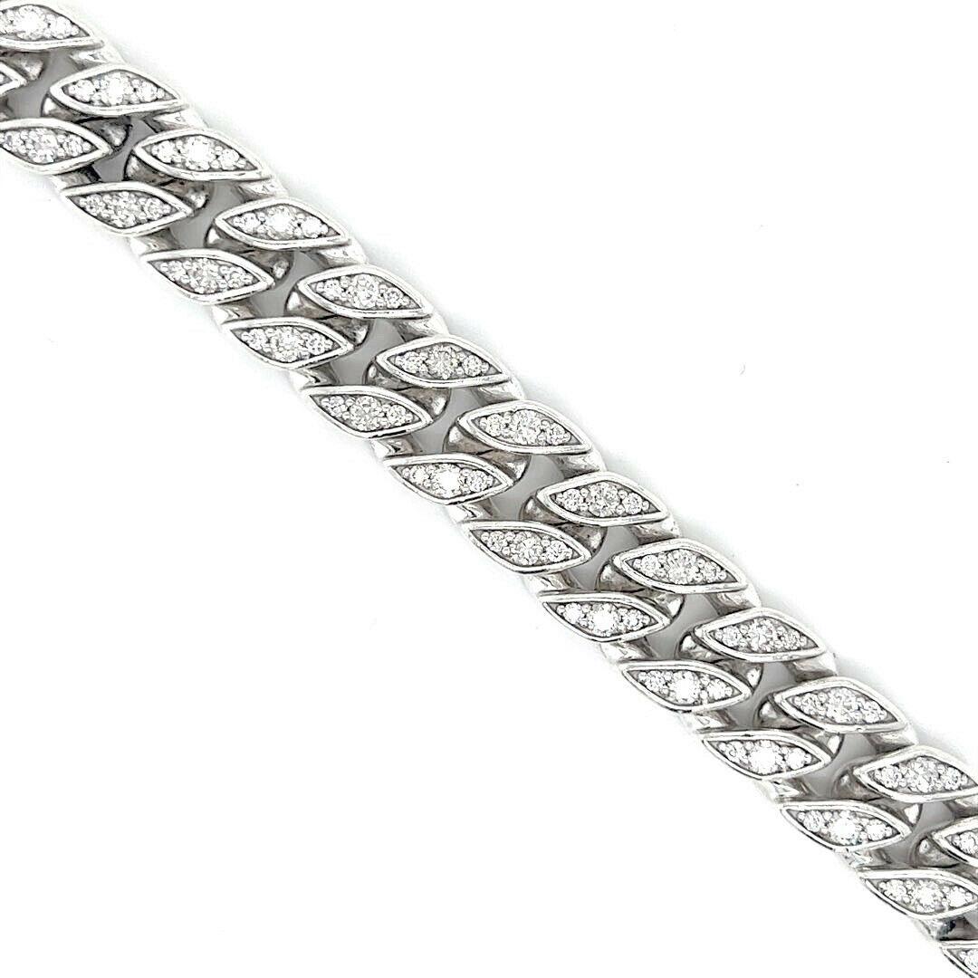 David Yurman Men's Sterling Silver 4.85ctw Diamond Curb Chain Bracelet XL 8.25