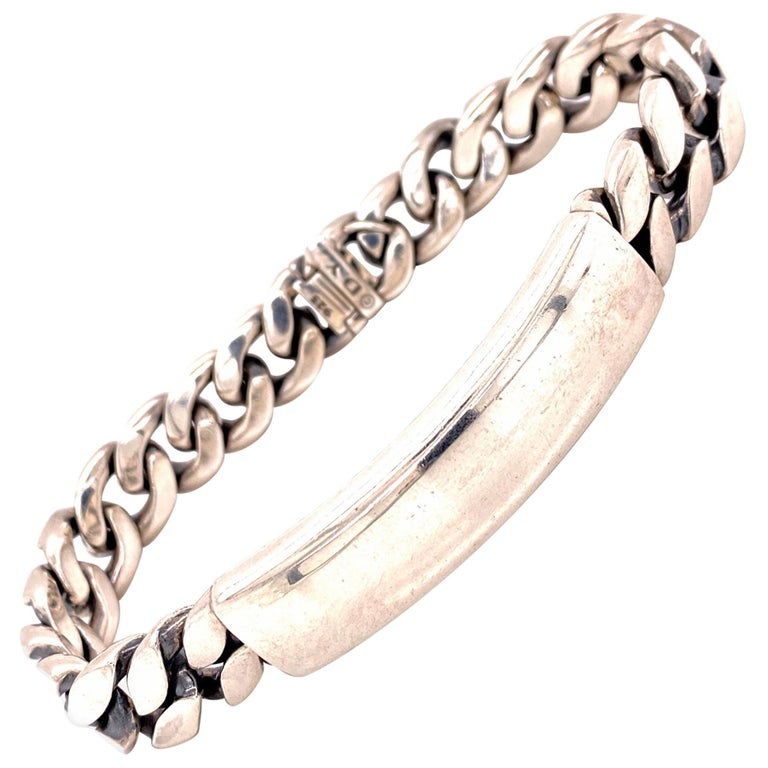 David Yurman Men's Sterling Silver ID Link Bracelet at 1stDibs