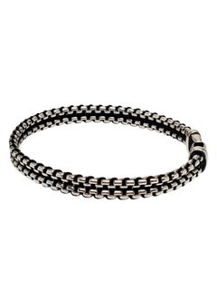 David Yurman Men's Sterling Silver Woven Box Chain Bracelet 7.5mm #25033