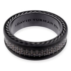 David Yurman Men's Titanium Streamline 2 Row Black Diamonds Pave Band Ring Sz 11