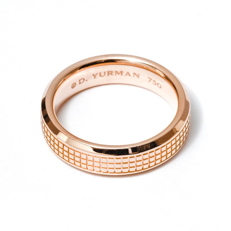 David Yurman Men's Wedding Band 18 Karat Rose Gold Original Box For
