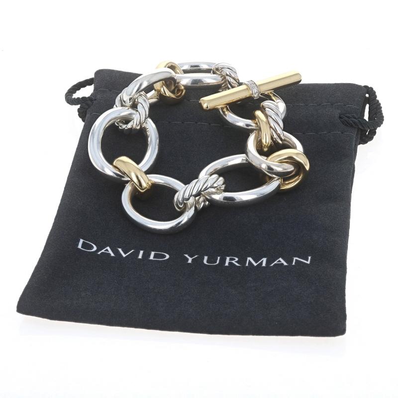 Round Cut David Yurman Mercer Chain Diamond Bracelet 7 1/4