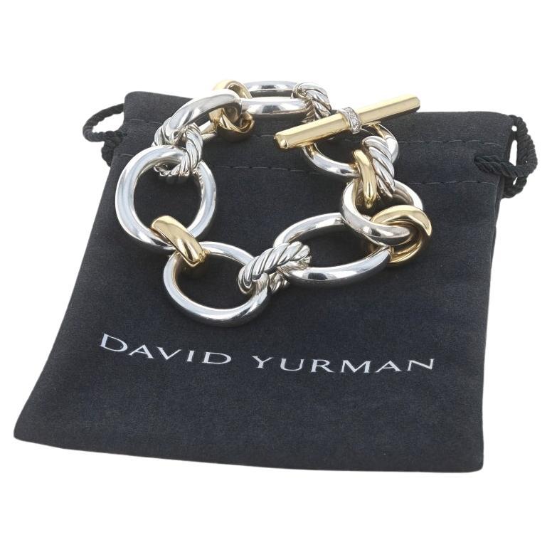 David Yurman Mercer Chain Diamond Bracelet 7 1/4" - Sterling 925 Yellow Gold 18k For Sale