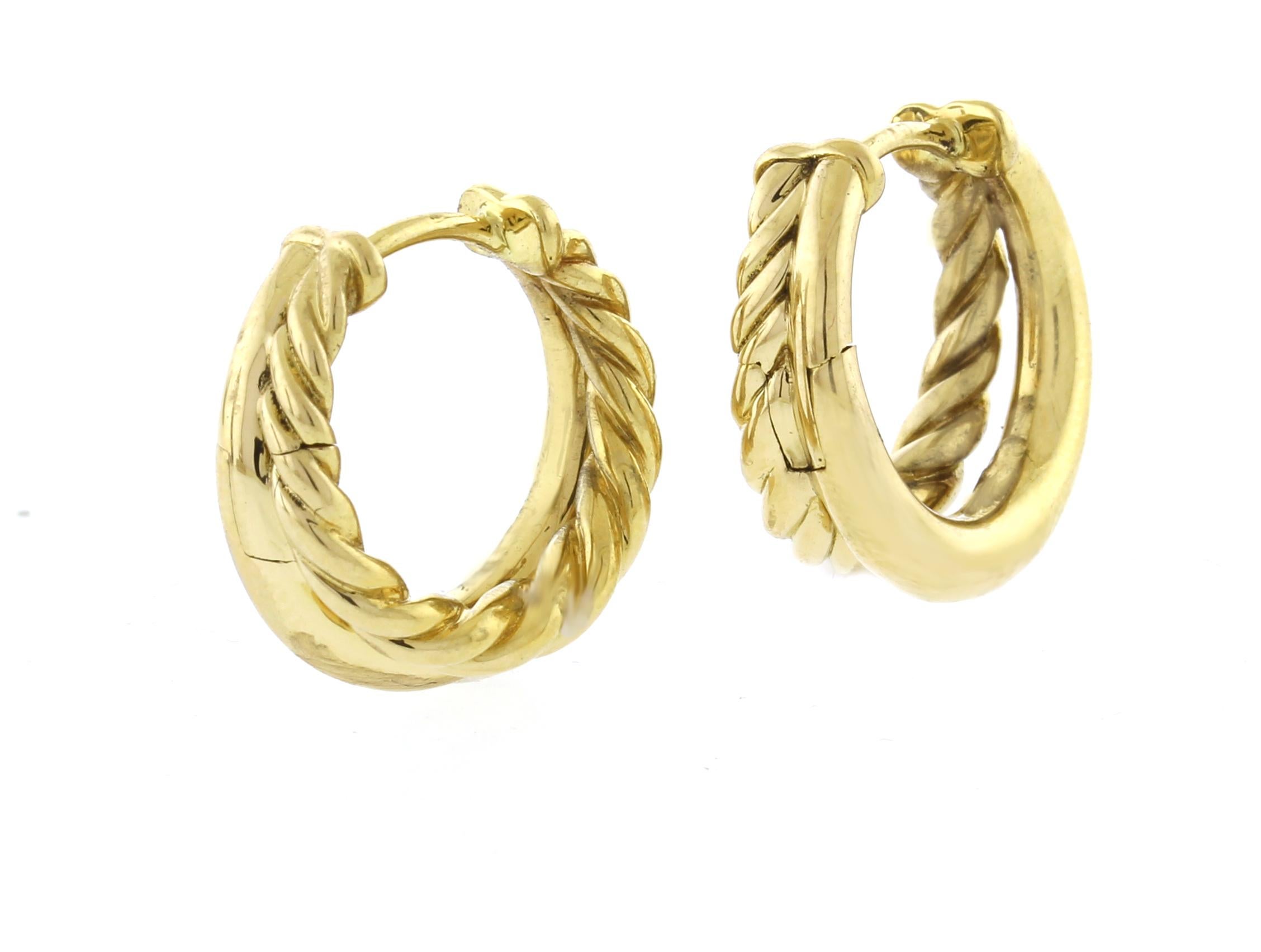 Women's or Men's David Yurman Mercer Sculpted Gold Hoop Earrings