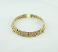David Yurman Mesh Choker 18K Yellow Gold With Multi-Colored Stones