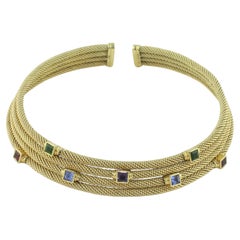 David Yurman Mesh Choker 18K Gelbgold mit mehrfarbigen Steinen