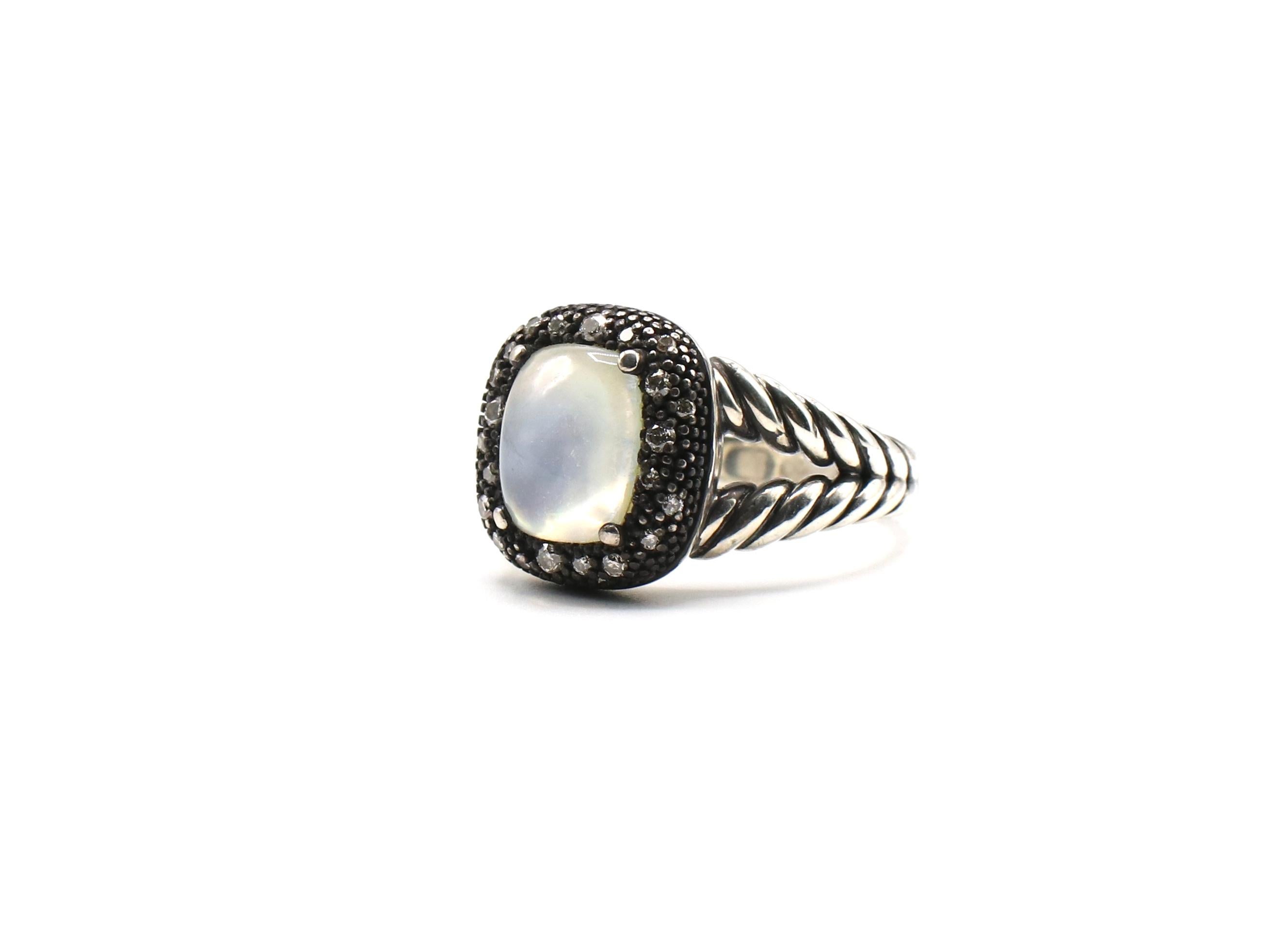 David Yurman Metallic Midnight Mélange Ring with Moon Quartz and Diamonds In Good Condition In  Baltimore, MD