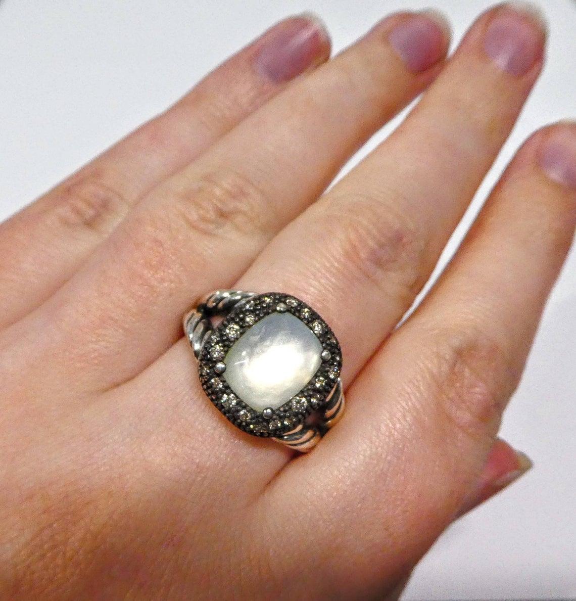 Women's David Yurman Metallic Midnight Mélange Ring with Moon Quartz and Diamonds
