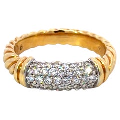 David Yurman Metro Cable Diamond Ring 18K Yellow Gold