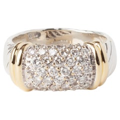 David Yurman Metro Gold & Silver 0.52ct Round Diamond Band Ring