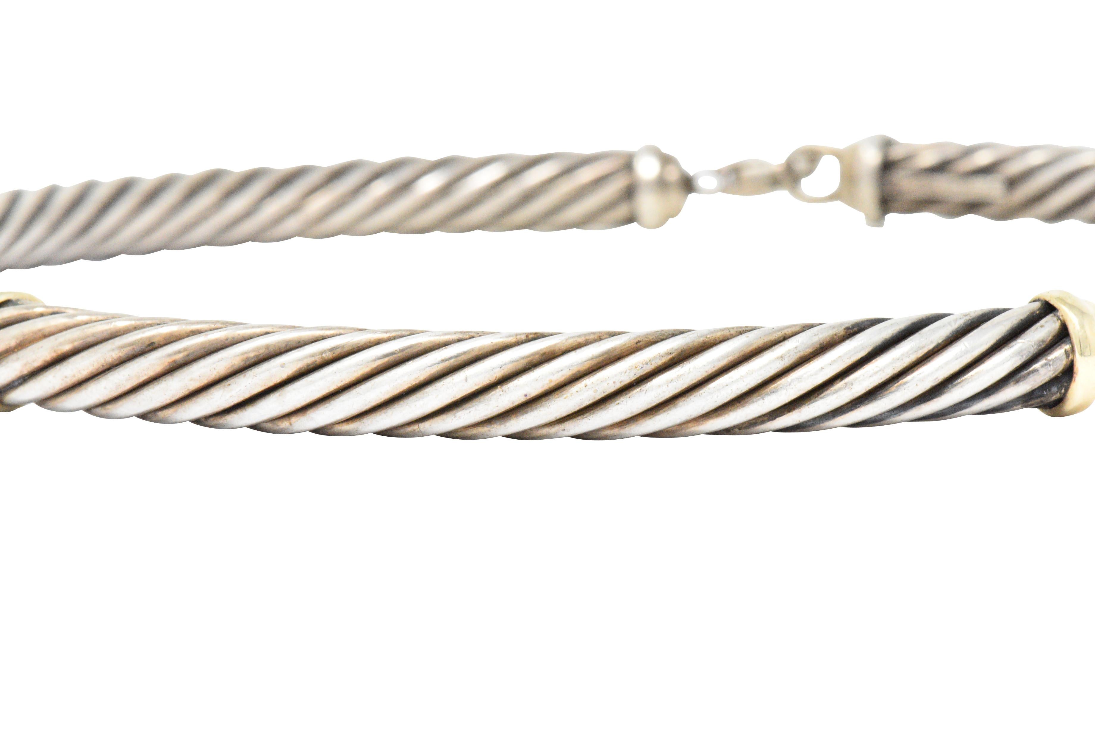 Contemporary David Yurman Metro Sterling Silver 14 Karat Gold Cable Necklace