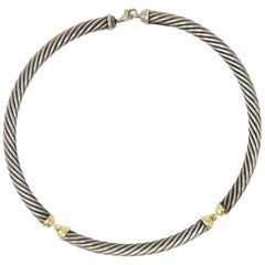 David Yurman Metro Sterling Silver 14 Karat Gold Cable Necklace