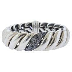 David Yurman Mitternachtsmelange Schwarzer Diamant Silber Geformtes Kabelarmband