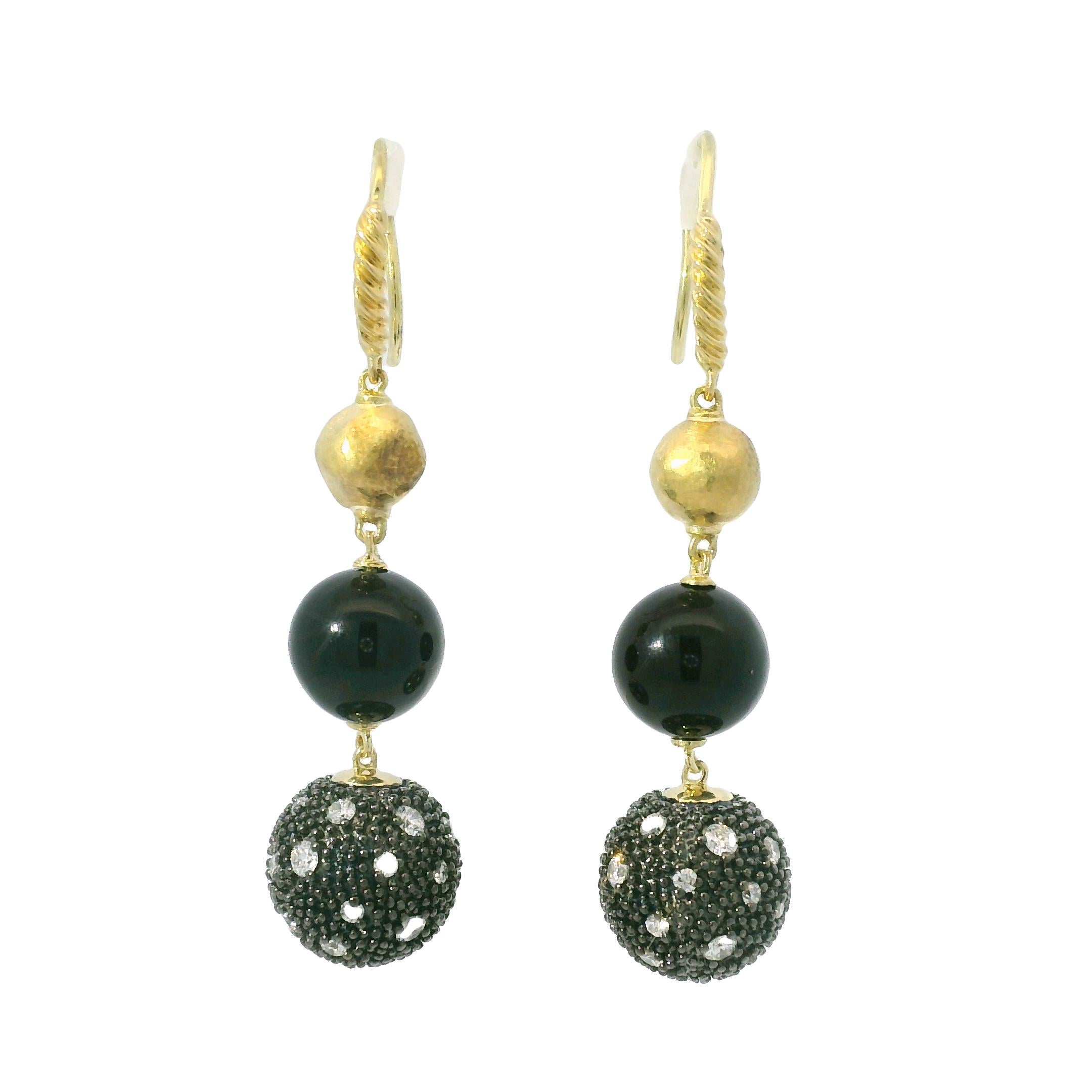 David Yurman Orecchini a goccia Midnight Melange con diamanti e onice 18 carati In magazzino in vendita 1