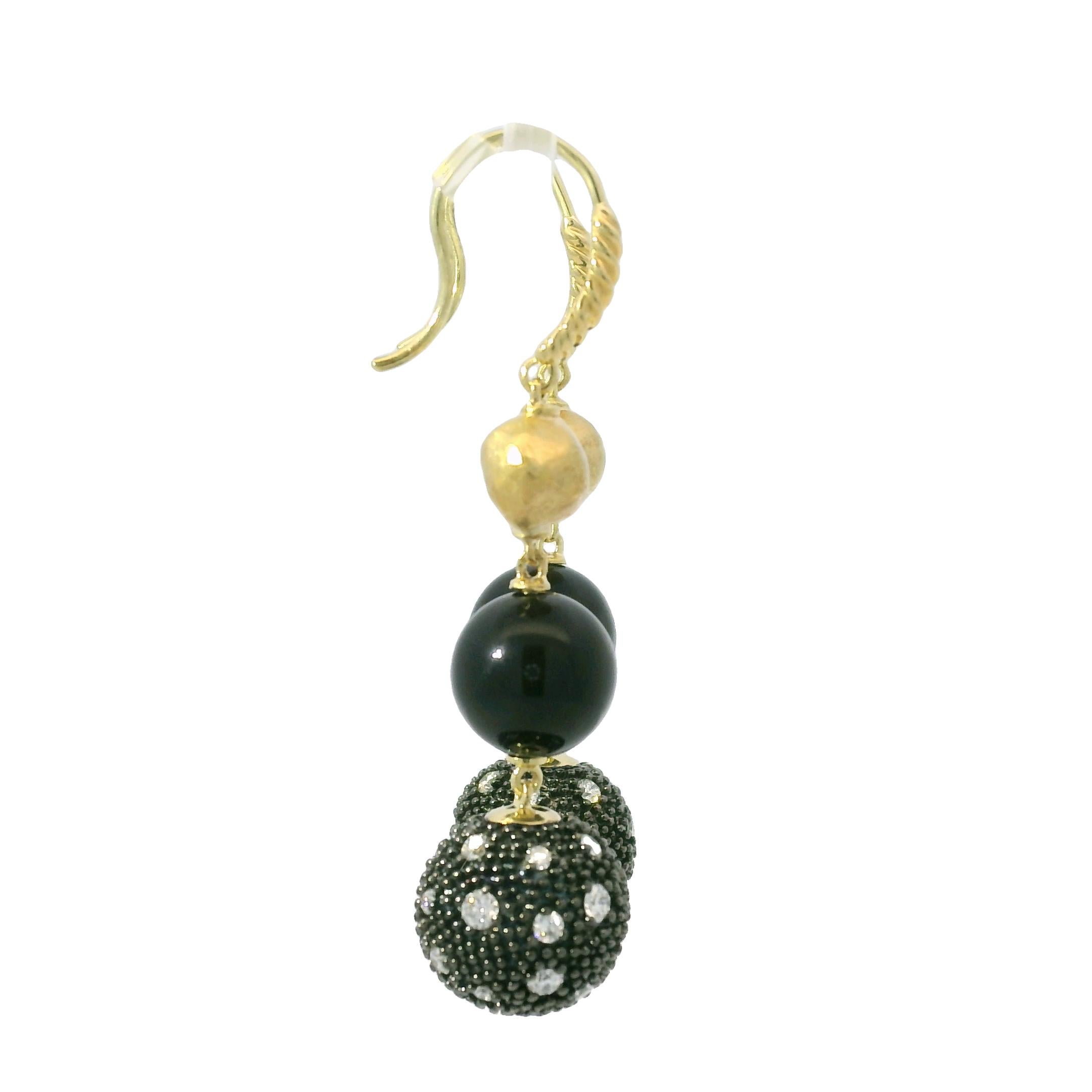 David Yurman Orecchini a goccia Midnight Melange con diamanti e onice 18 carati In magazzino in vendita 2