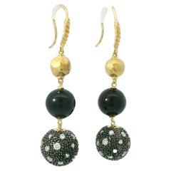 David Yurman Pendants d'oreilles Midnight Melange en or 18 carats, diamants et onyx