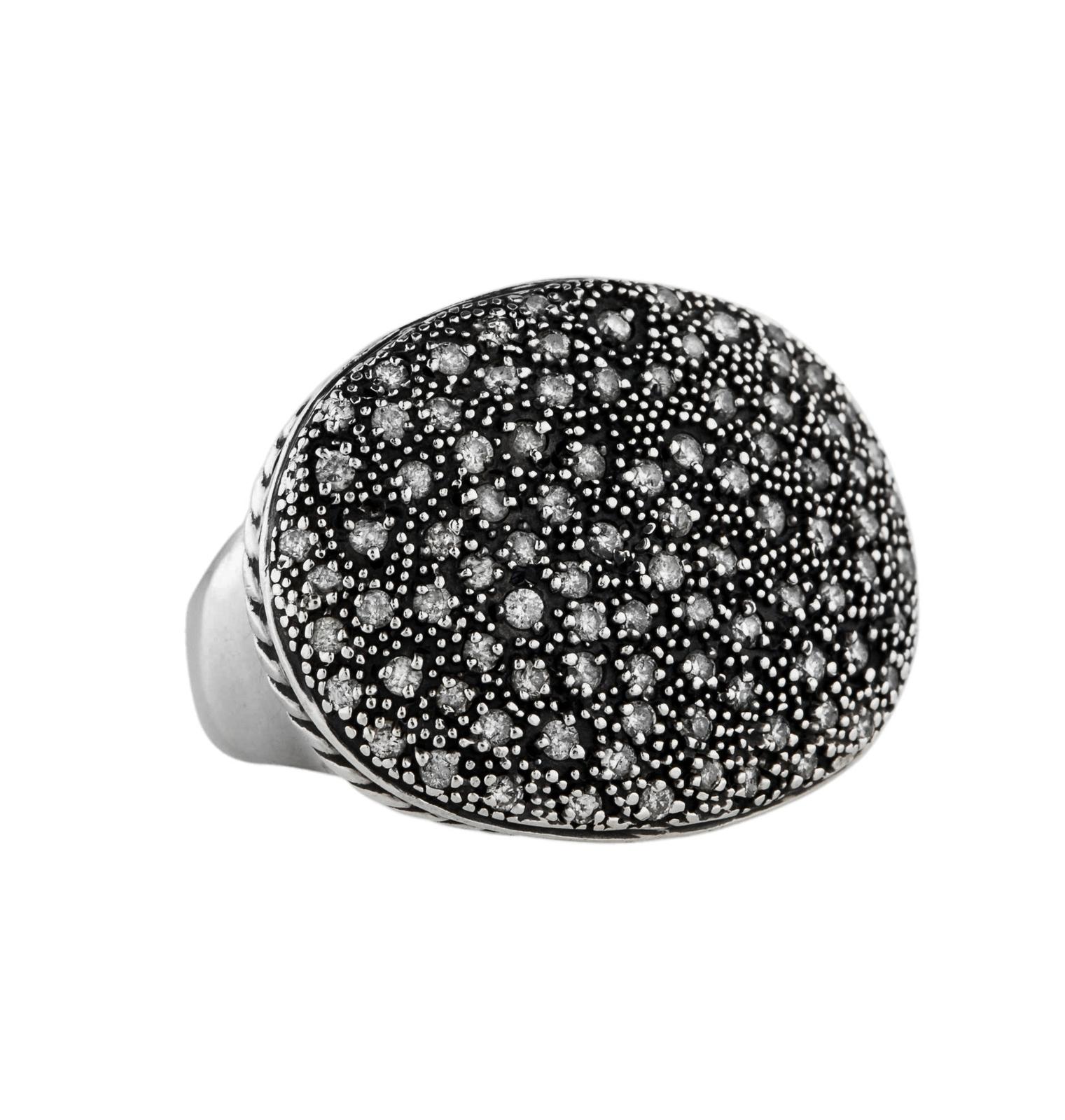 Round Cut David Yurman Midnight Melange Oval Diamond Ring