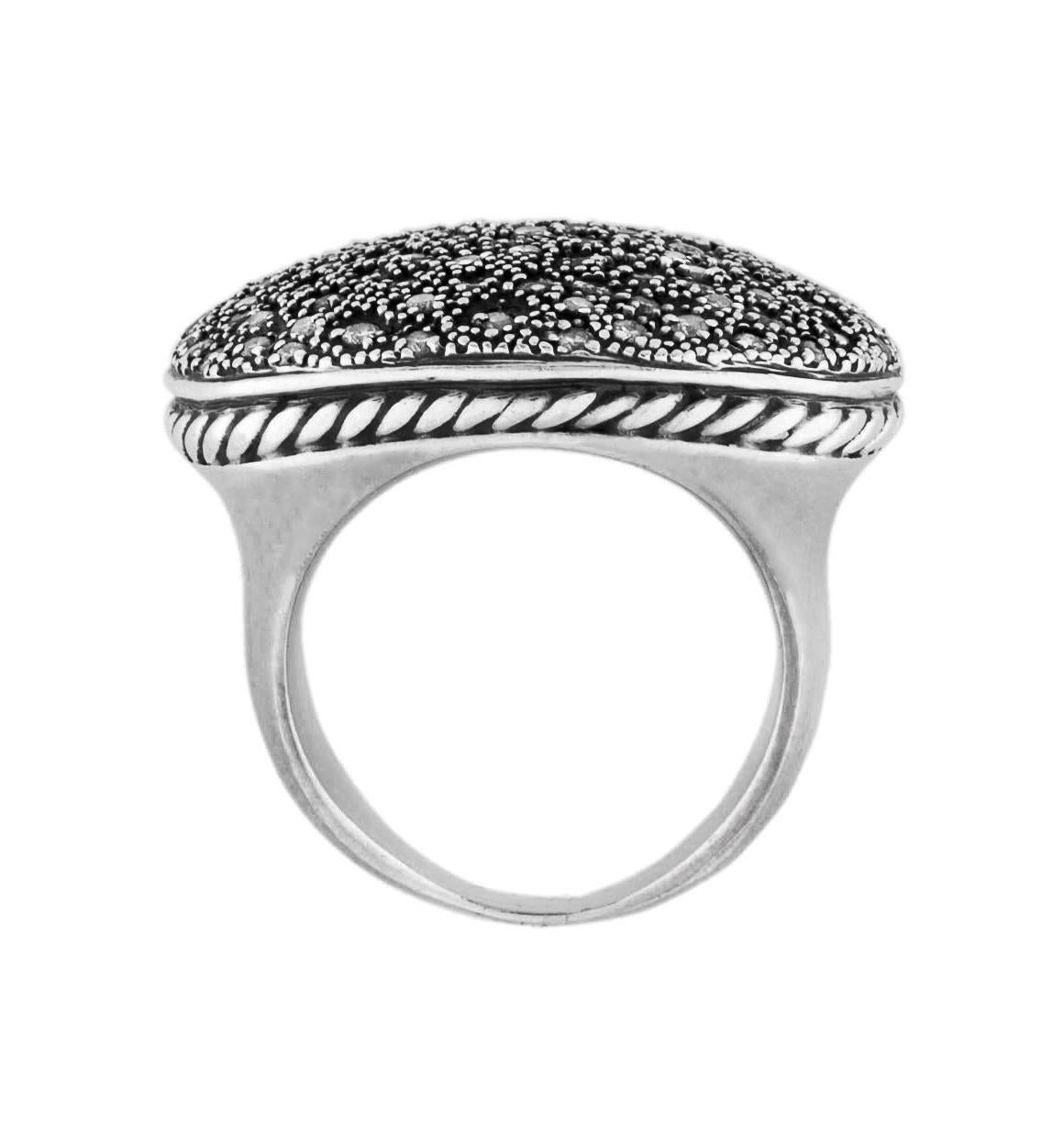 David Yurman Midnight Melange Oval Diamond Ring In Excellent Condition In New York, NY