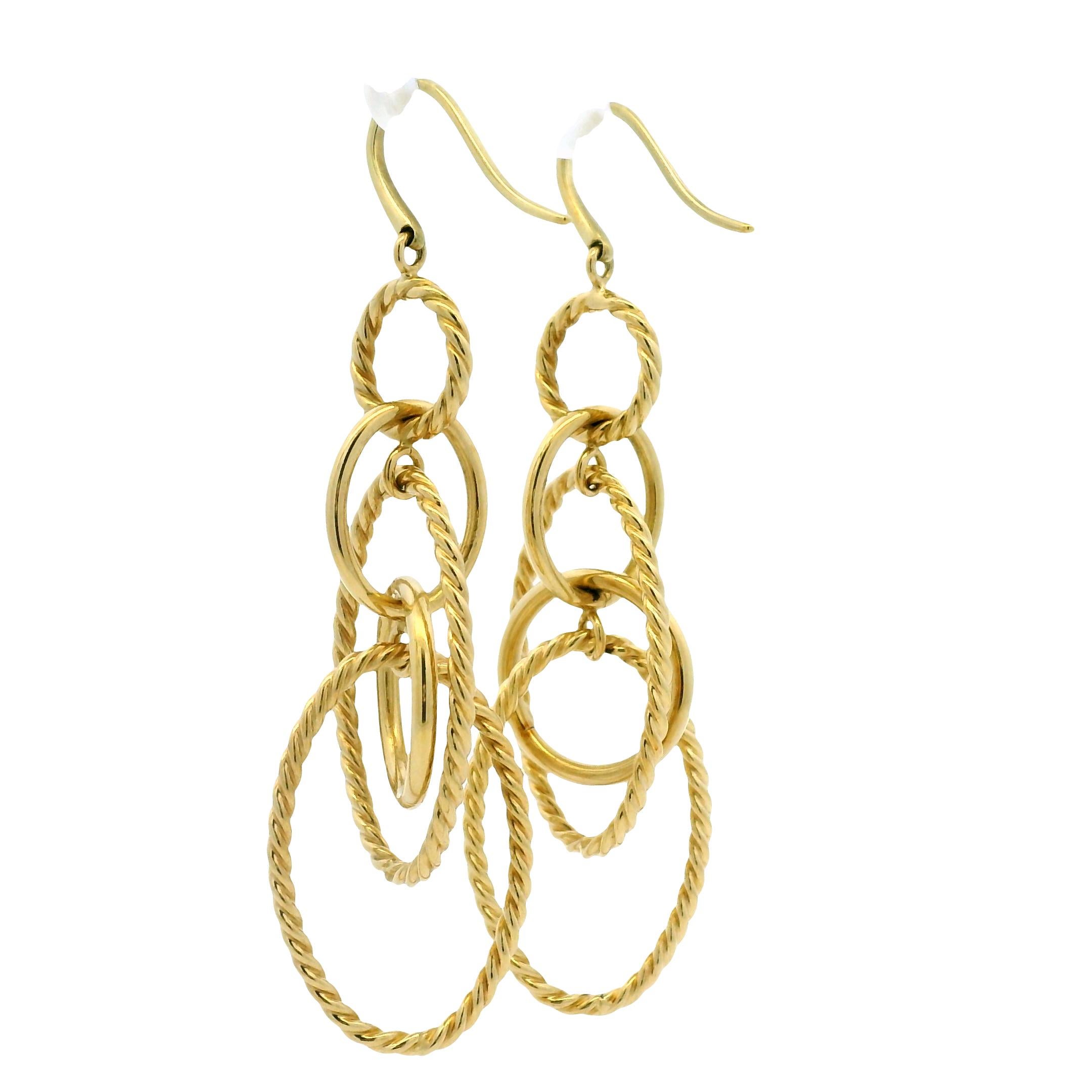 David Yurman Mobile Chain Link 18-Karat Circle Drop Earrings In Stock Moderno en venta