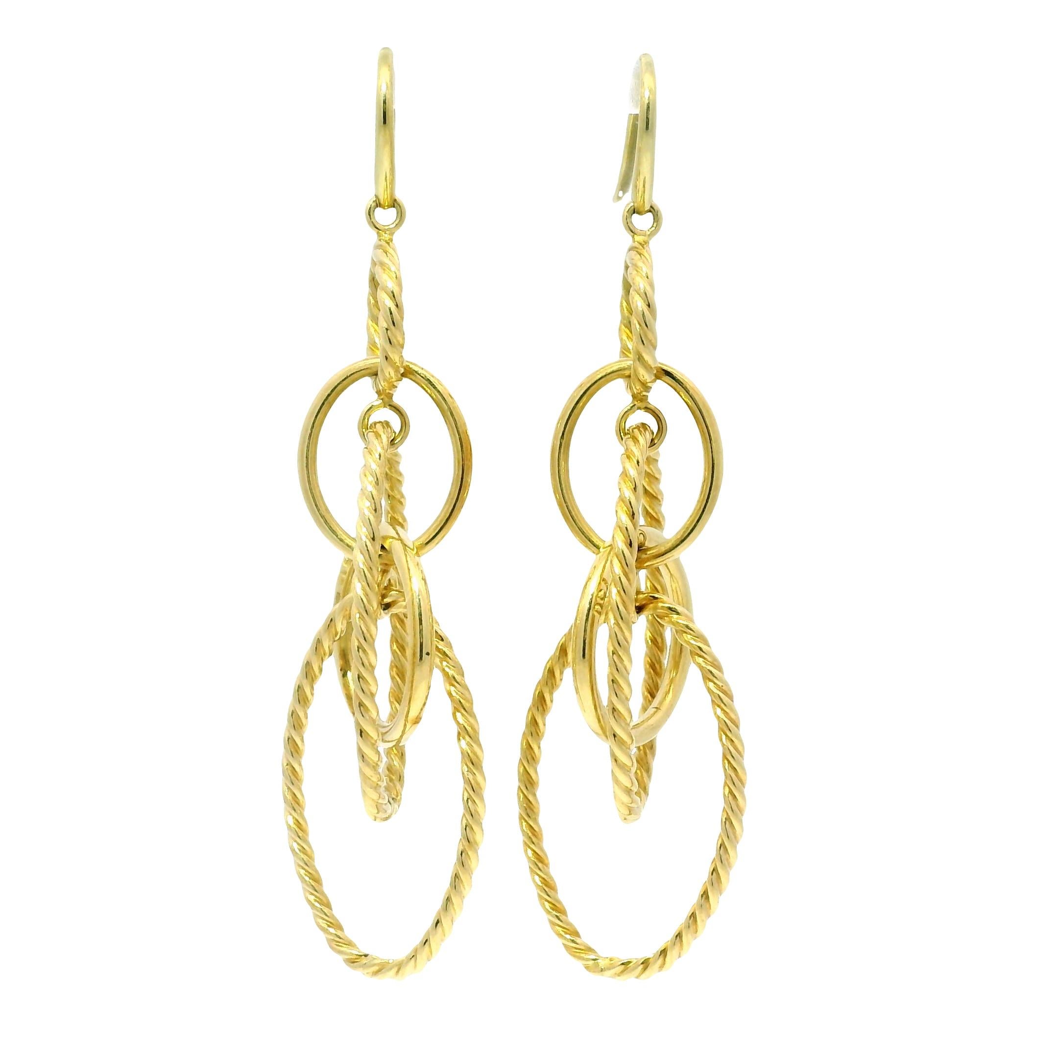 David Yurman Mobile Chain Link 18-Karat Kreis Tropfen Ohrringe Auf Lager (Moderne) im Angebot