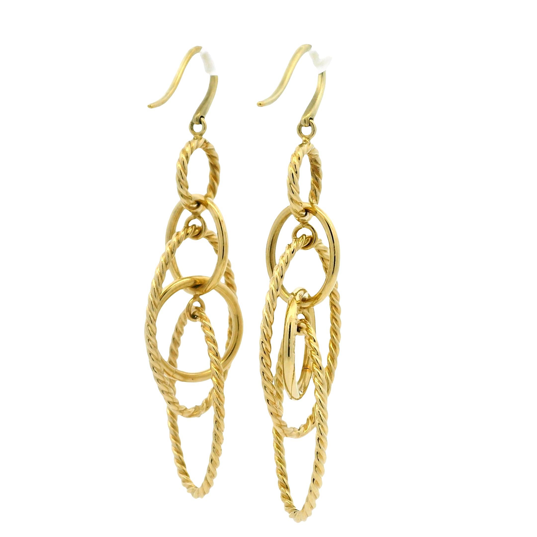 David Yurman Mobile Chain Link 18-Karat Circle Drop Earrings In Stock en Excelente estado para la venta en Boca Raton, FL