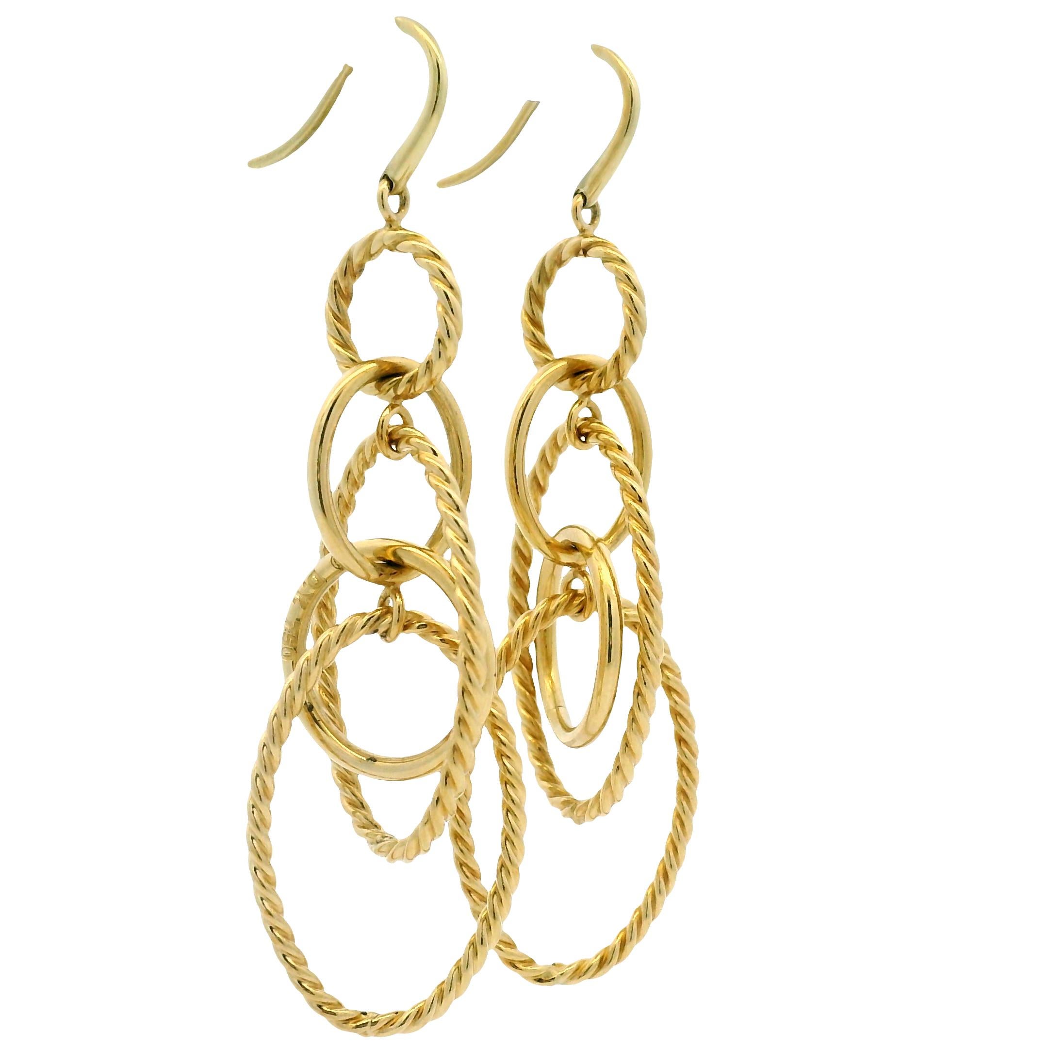 David Yurman Mobile Chain Link 18-Karat Circle Drop Earrings In Stock en venta 1
