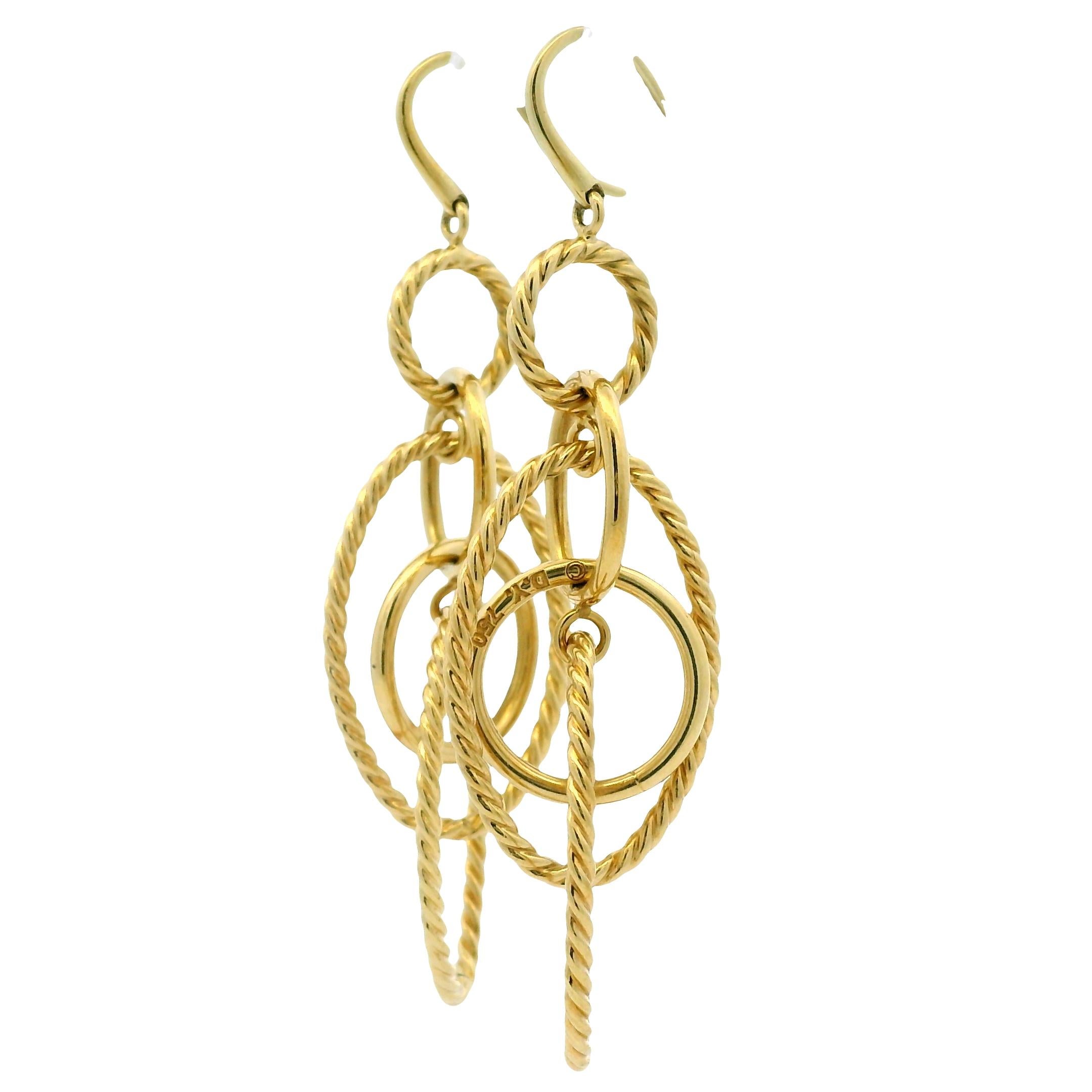 David Yurman Mobile Chain Link 18-Karat Kreis Tropfen Ohrringe Auf Lager im Angebot 1