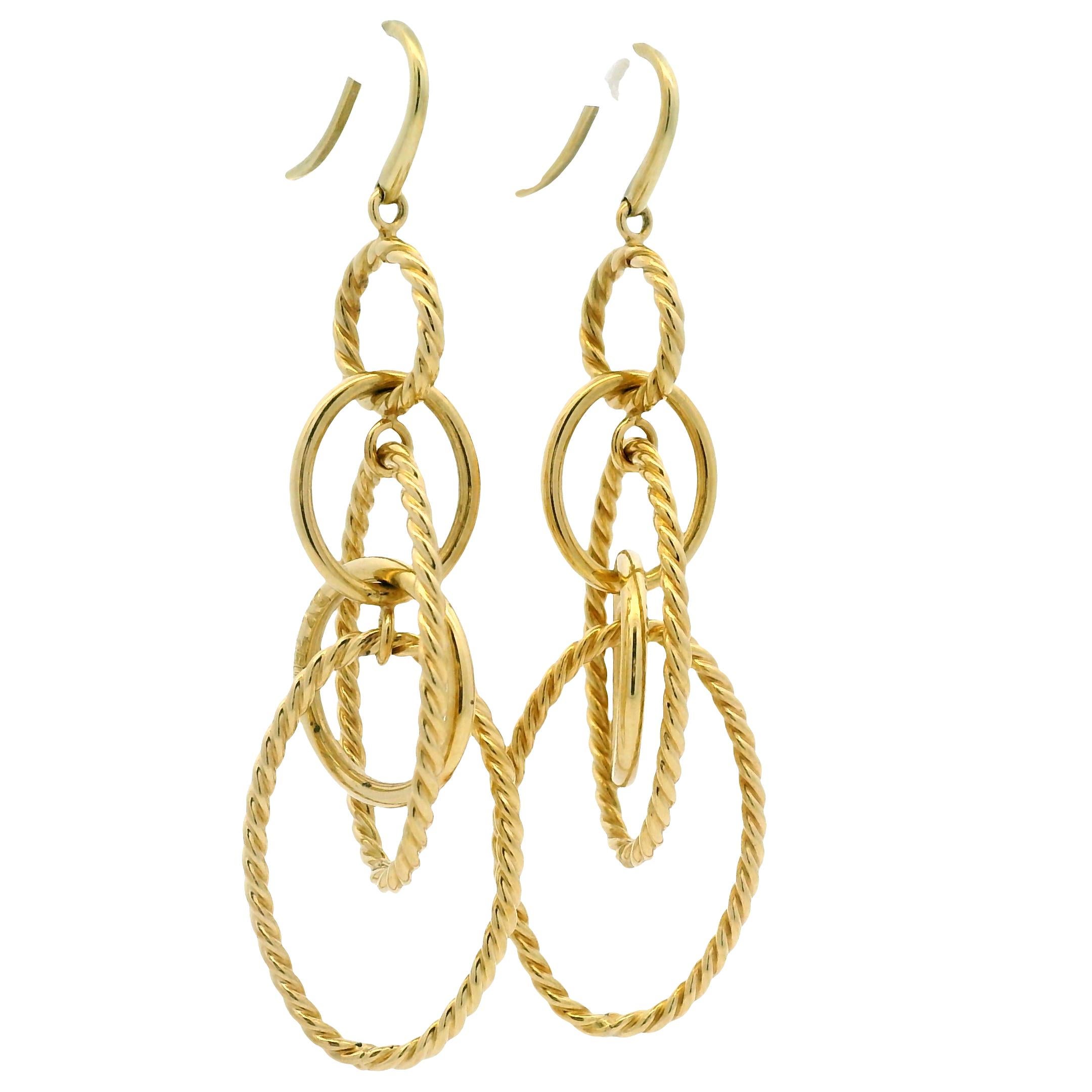 David Yurman Mobile Chain Link 18-Karat Circle Drop Earrings In Stock en venta 2