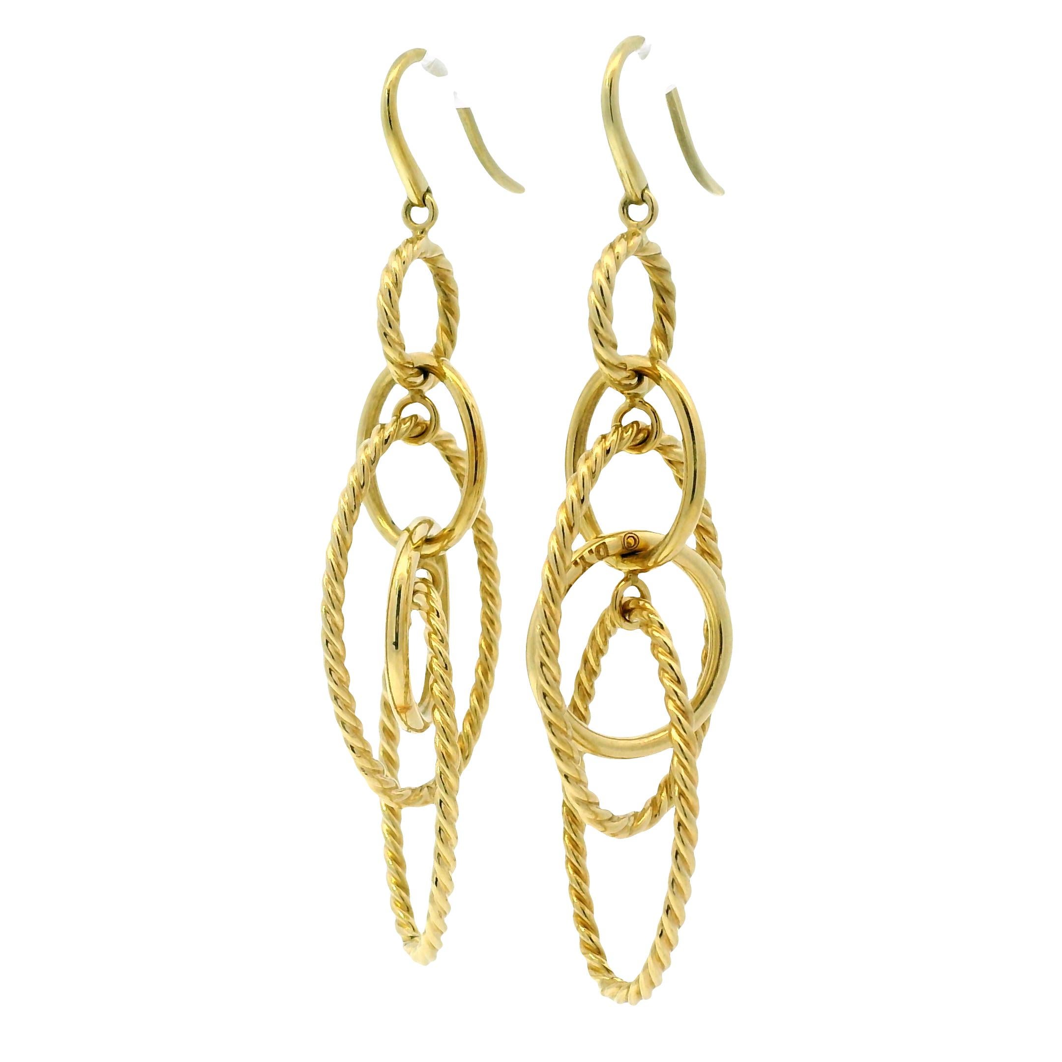 David Yurman Mobile Chain Link 18-Karat Circle Drop Earrings In Stock en venta 3
