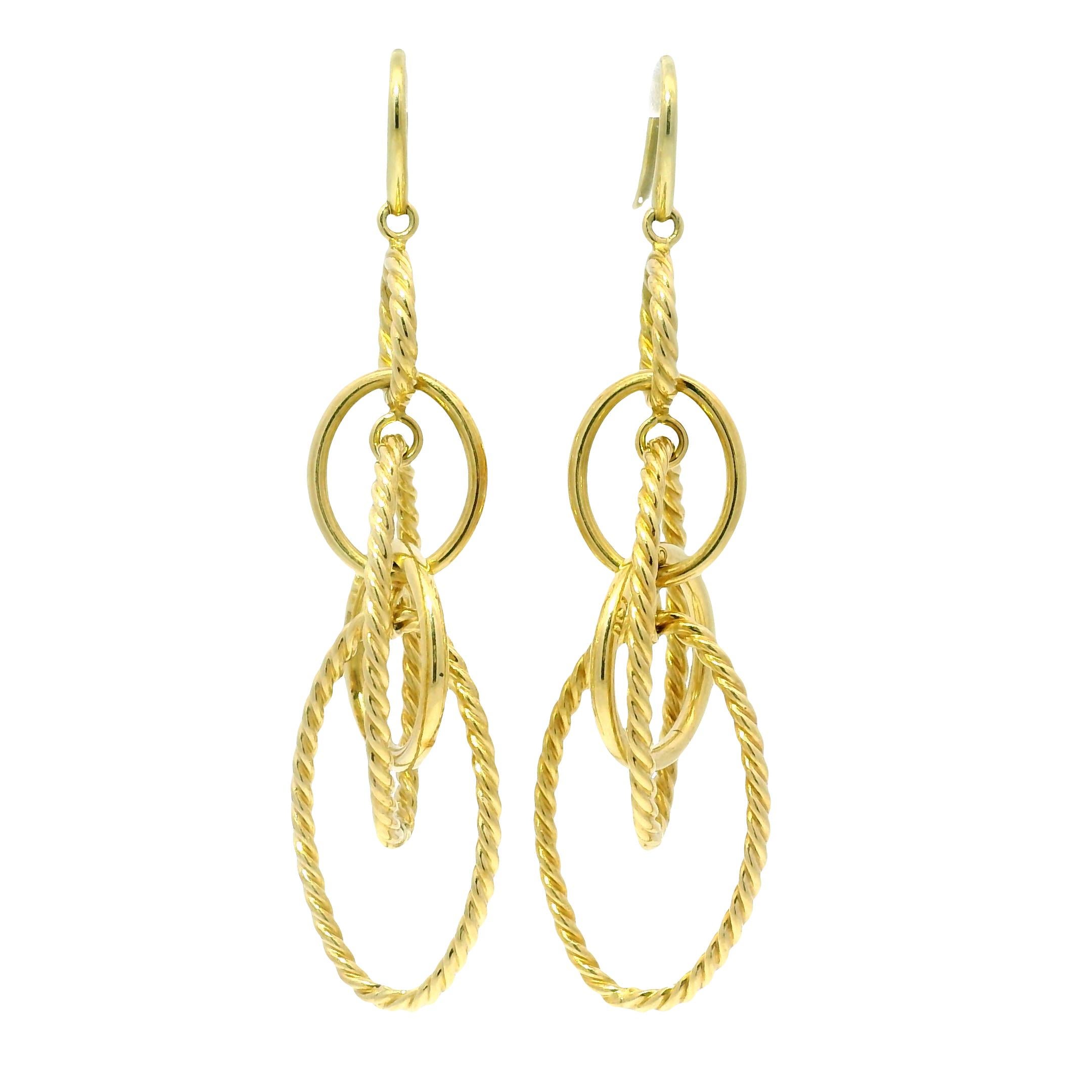 David Yurman Mobile Chain Link 18-Karat Circle Drop Earrings In Stock en venta 4