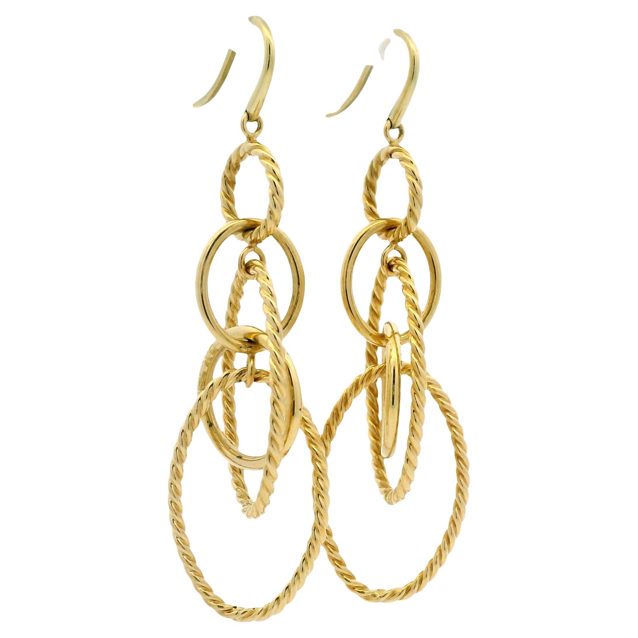 David Yurman Mobile Chain Link 18-Karat Circle Drop Earrings In Stock