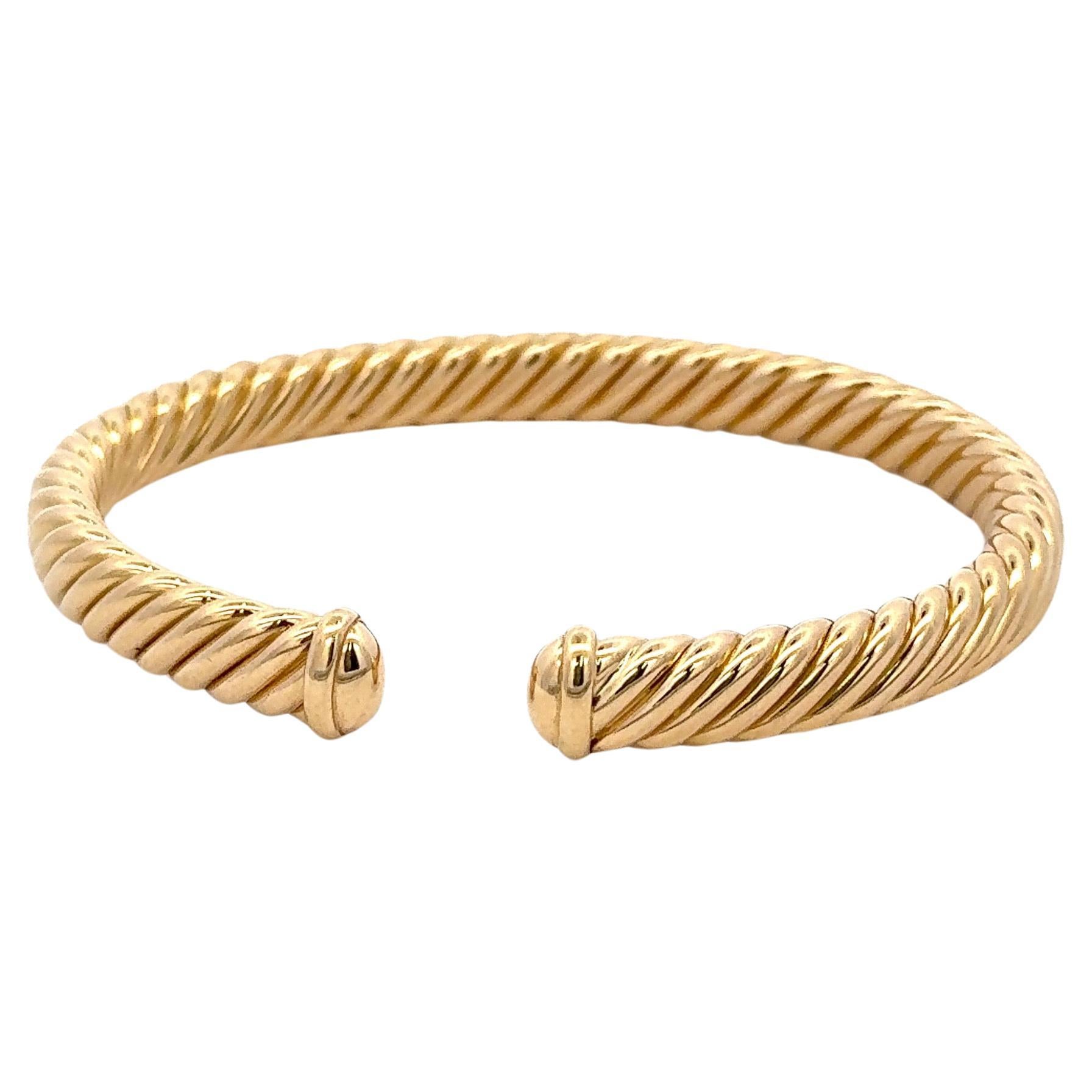 David Yurman Bracelet moderne ovale Cablespira en or jaune 18 carats 7 mm 13 grammes Excellent état à New York, NY