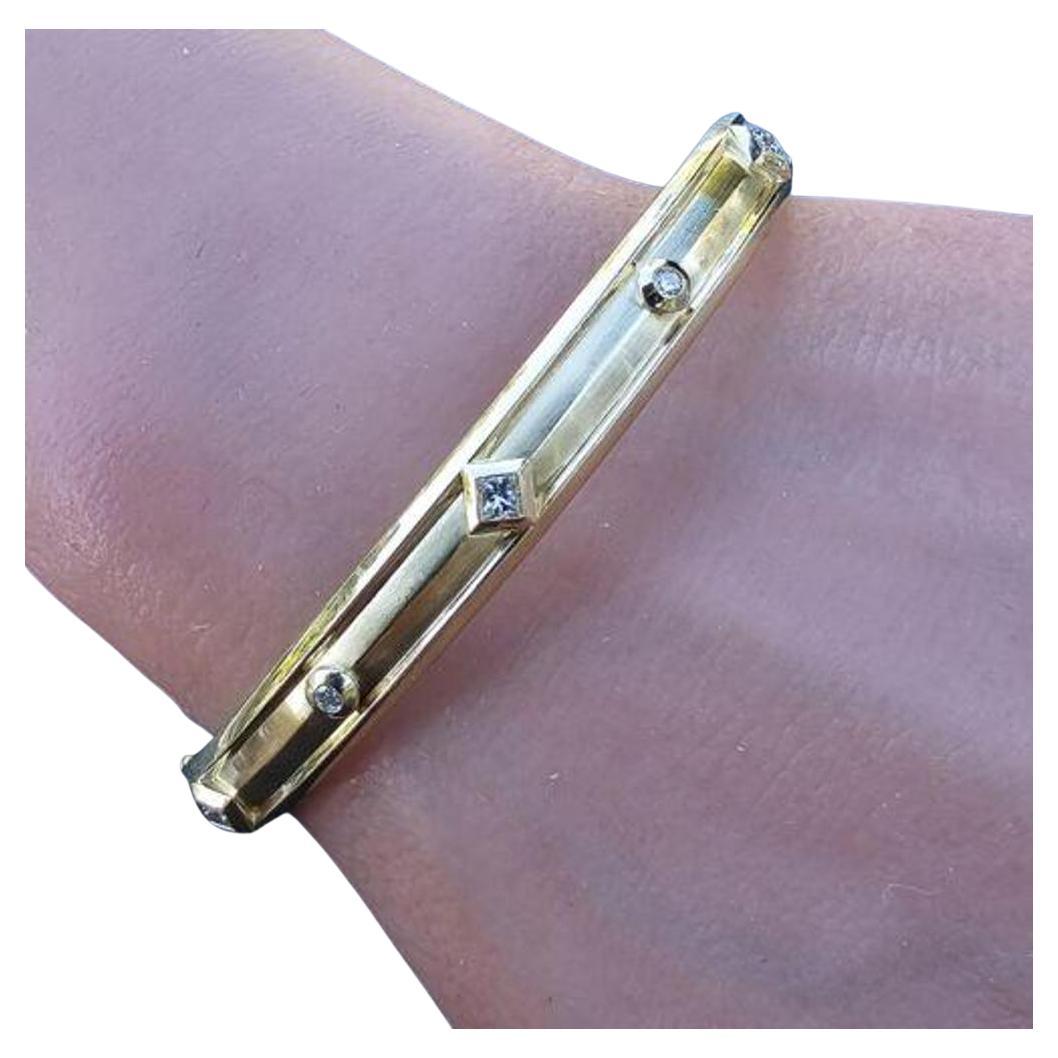 David Yurman Modern Renaissance Bracelet Bangle Diamond 18k Yellow Gold 9500