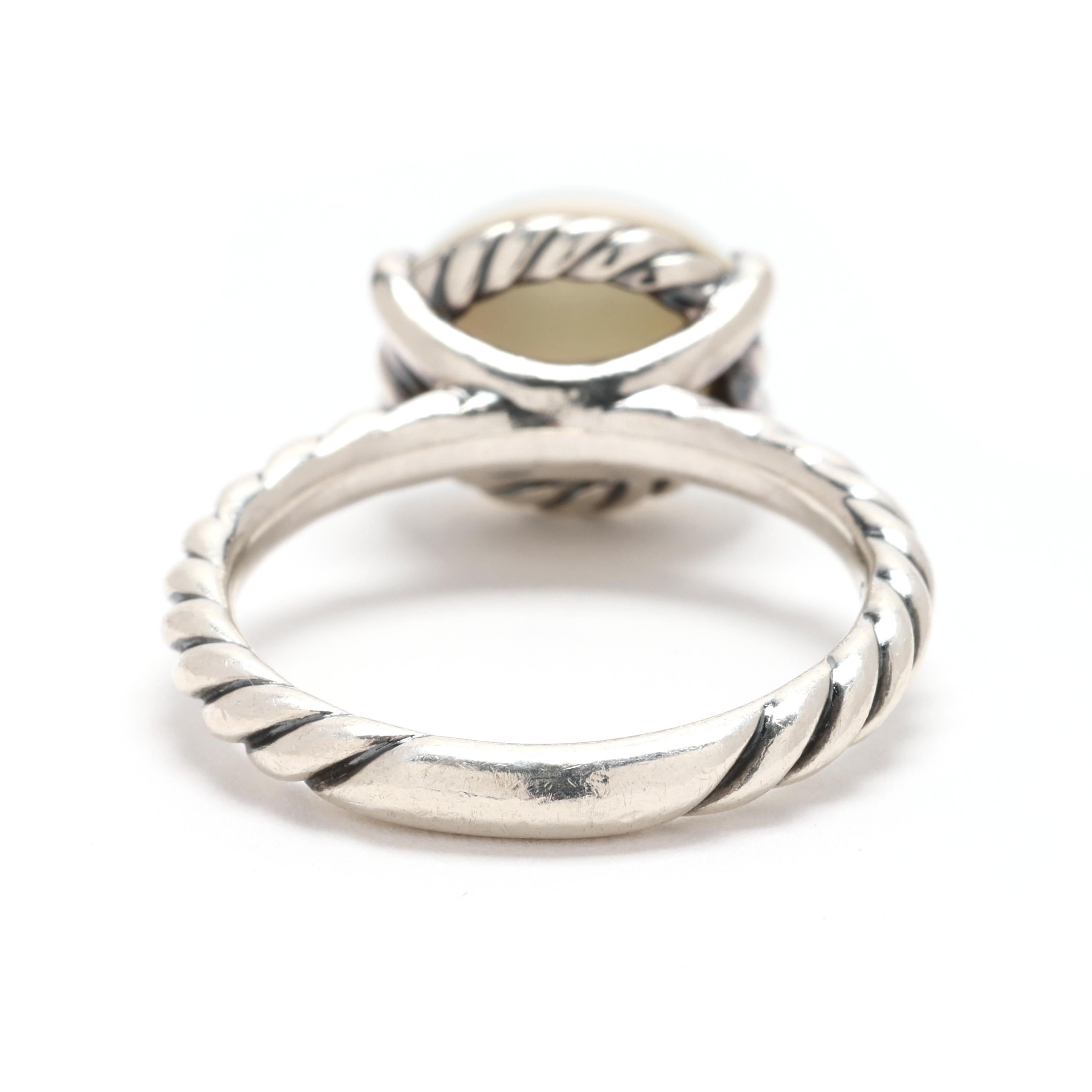Oval Cut David Yurman Moonstone Ring, Sterling Silver, Ring Size 8.25