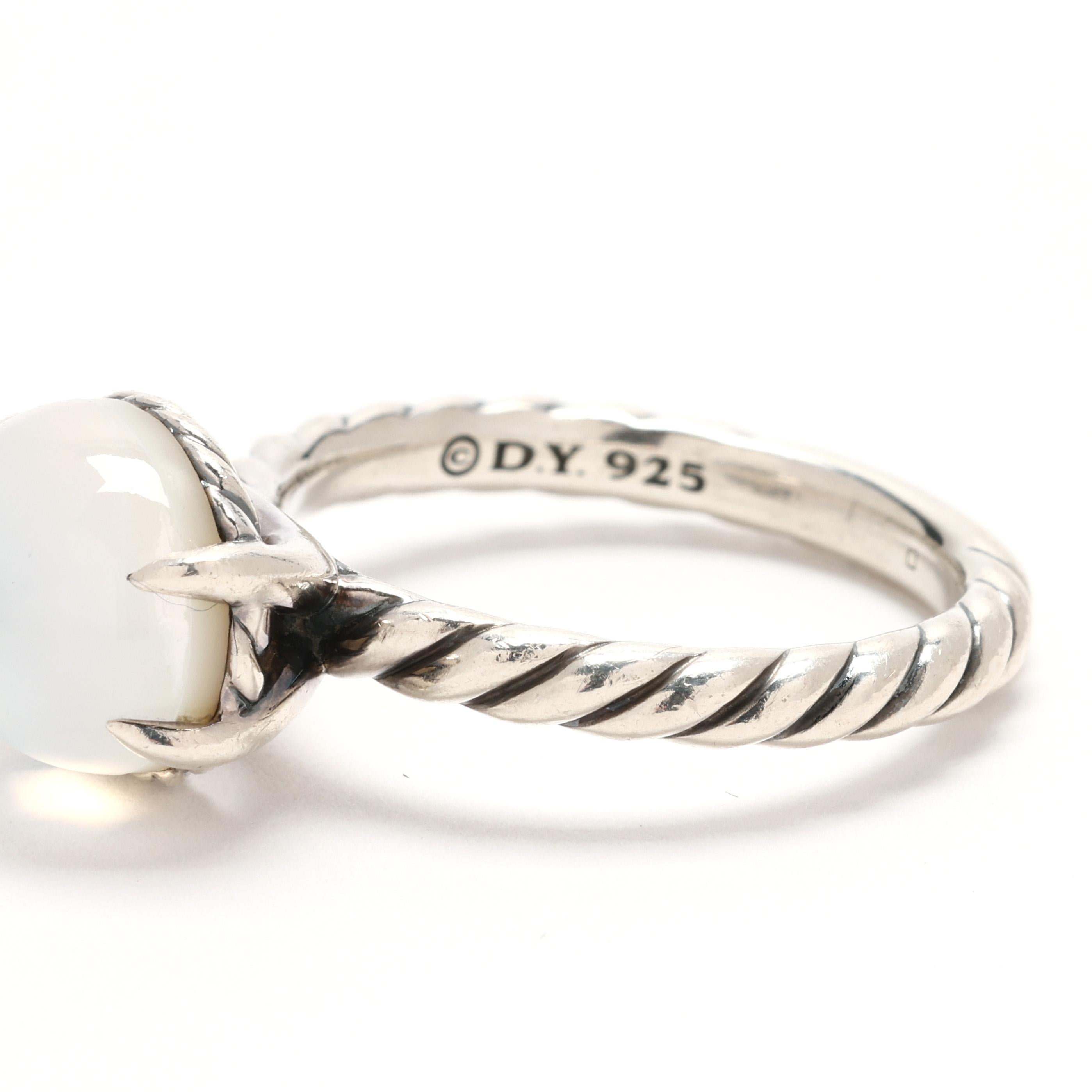 David Yurman Moonstone Ring, Sterling Silver, Ring Size 8.25 In Good Condition In McLeansville, NC