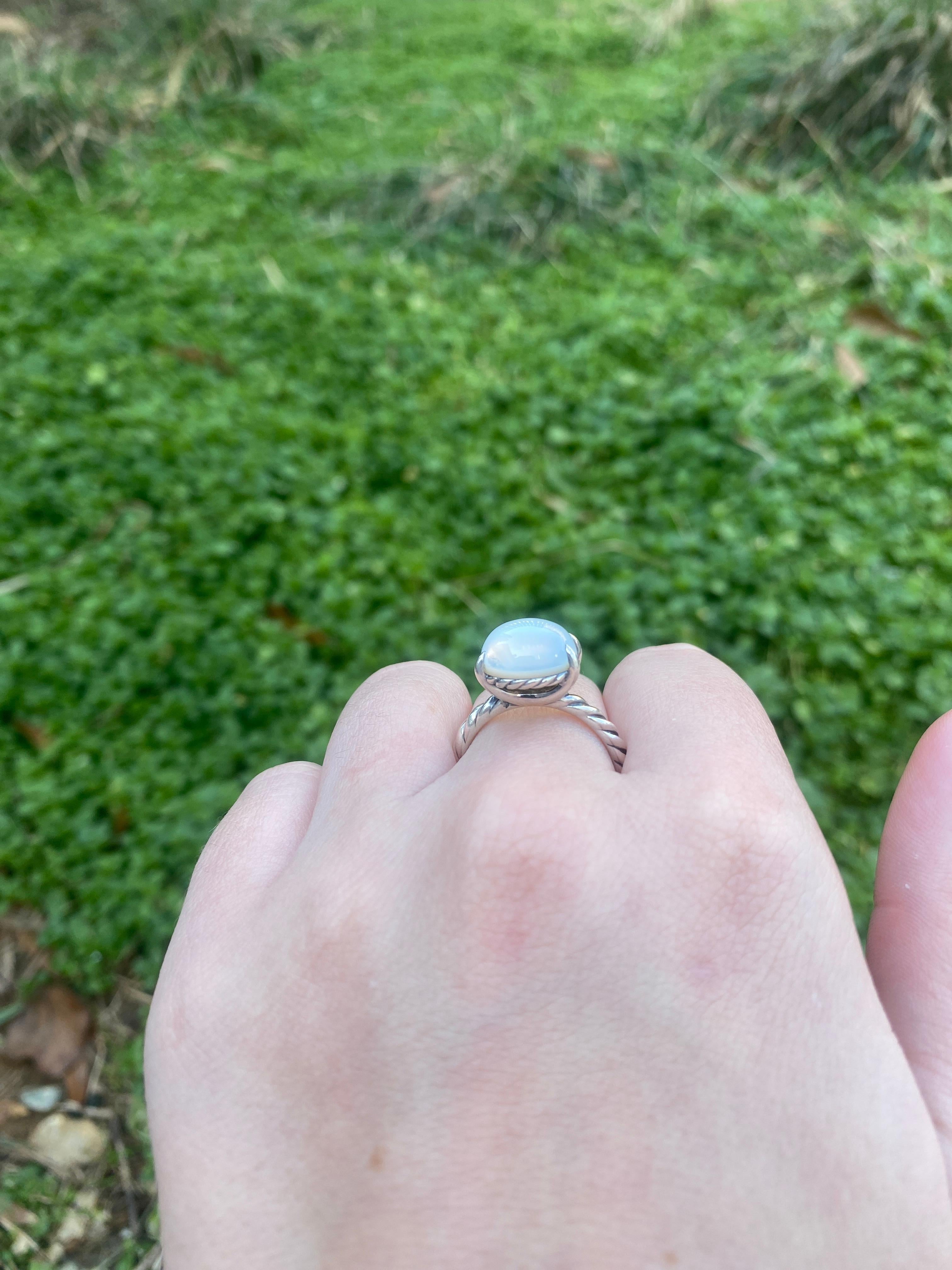David Yurman Moonstone Ring, Sterling Silver, Ring Size 8.25 2