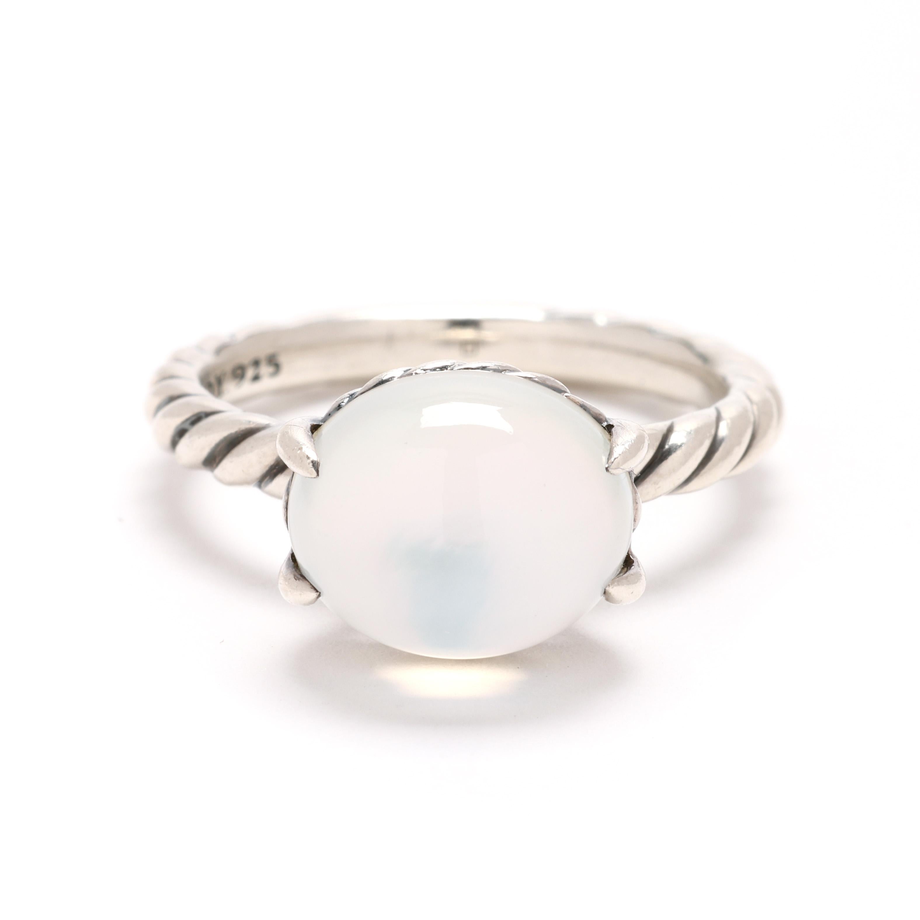 David Yurman Moonstone Ring, Sterling Silver, Ring Size 8.25