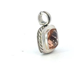 David Yurman Morganite Albion Pendant 14 mm Sterling Silver Estate