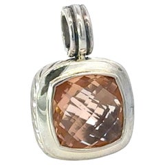 David Yurman Morganite Albion Pendant 14 mm Sterling Silver Estate