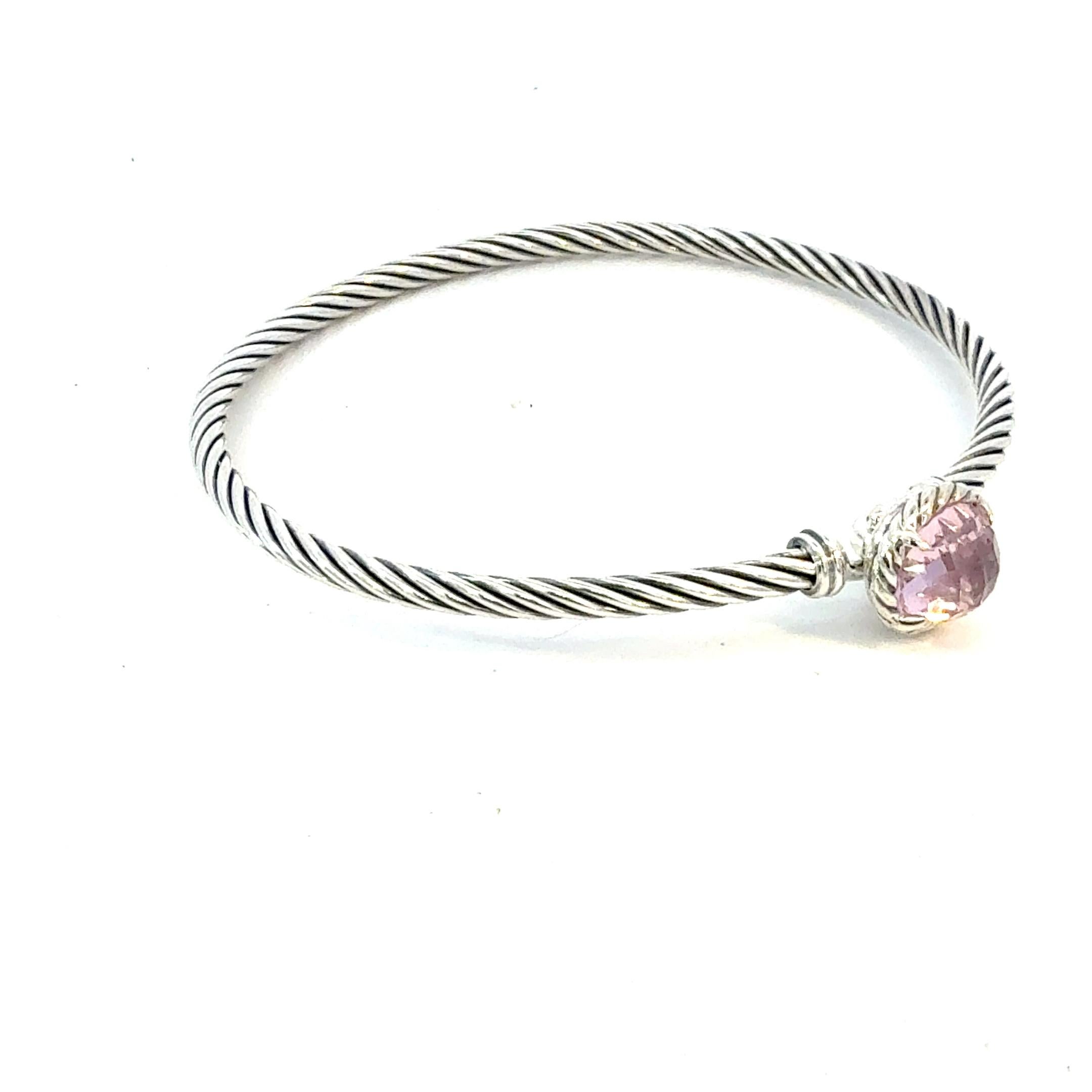 Authentic David Yurman Morganite Cuff Bracelet Size M 7.5