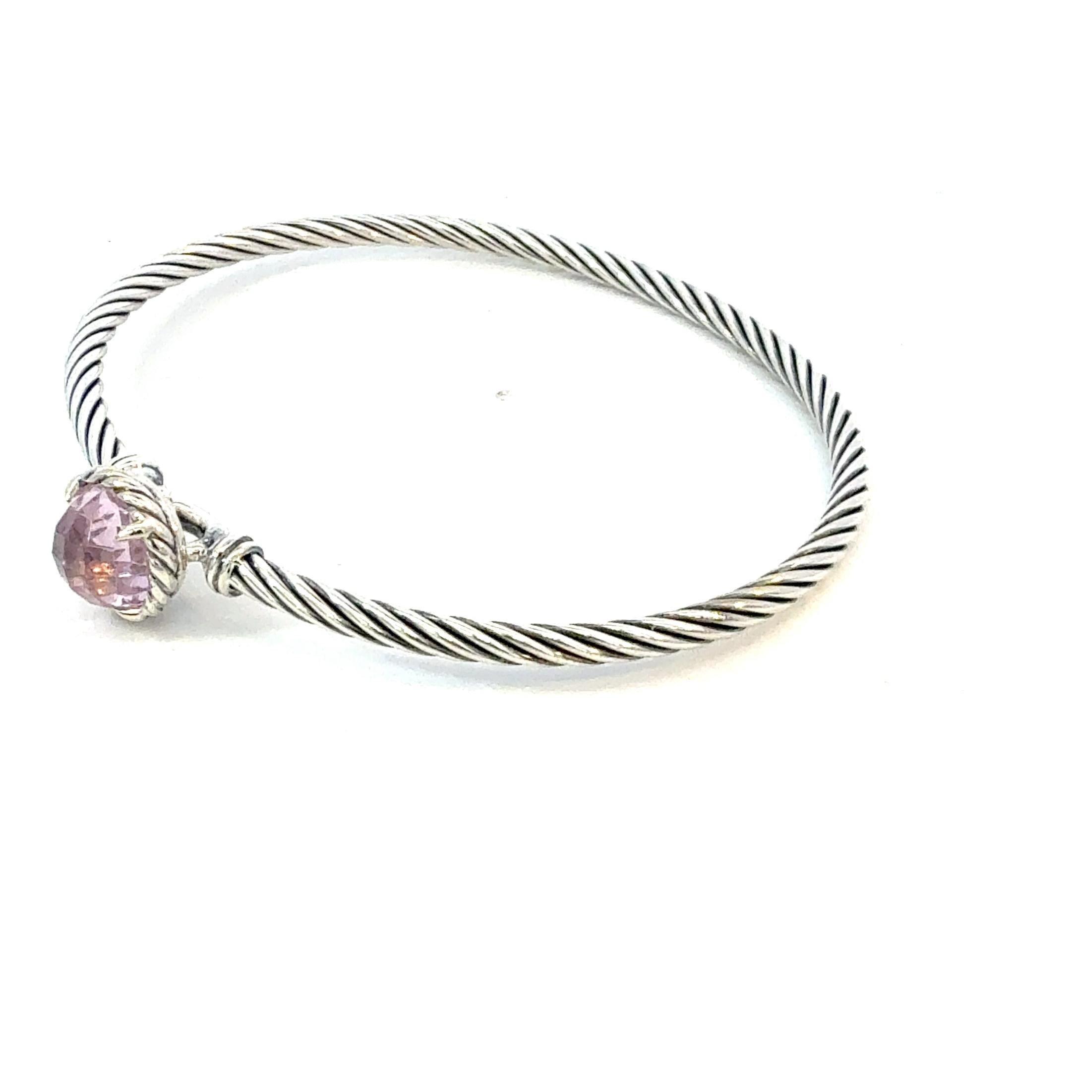 David Yurman Morganite Cuff Bracelet Size M 7.5