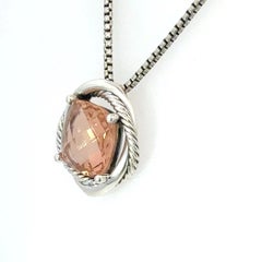 David Yurman Morganite Infinity Necklace 18" 14 mm Sterling Silver Estate