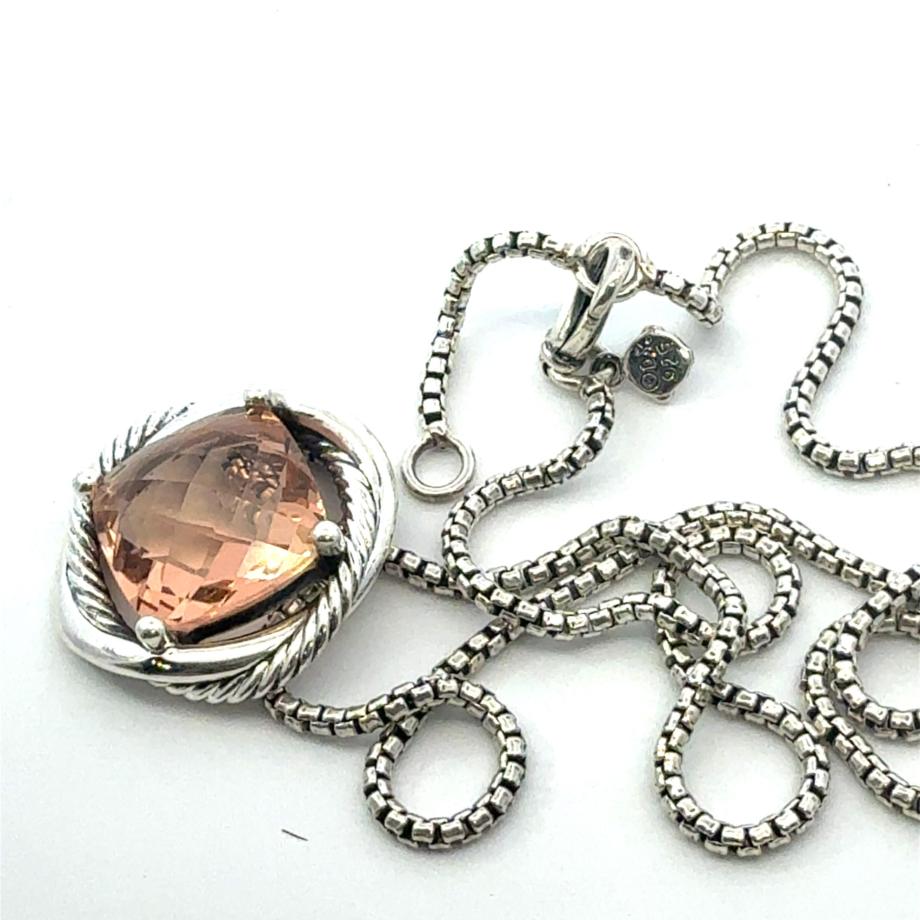 Antique Cushion Cut David Yurman Morganite Infinity Necklace 18