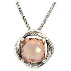 David Yurman Morganite Infinity Necklace 18" 14 mm Sterling Silver Estate
