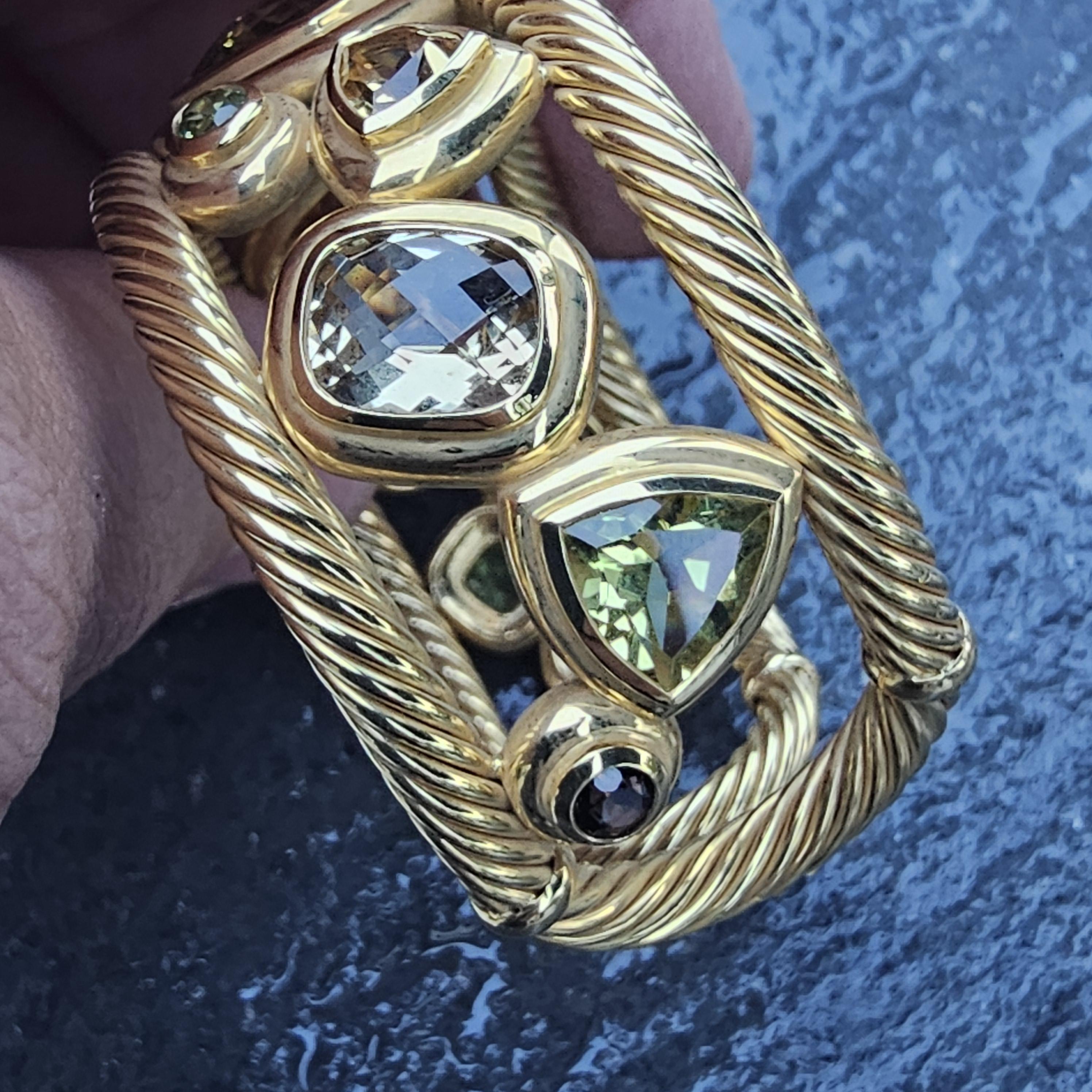 David Yurman Mosaic Bangle Cuff Bracelet 18k Yellow Gold Diamond 63.1g 6.5