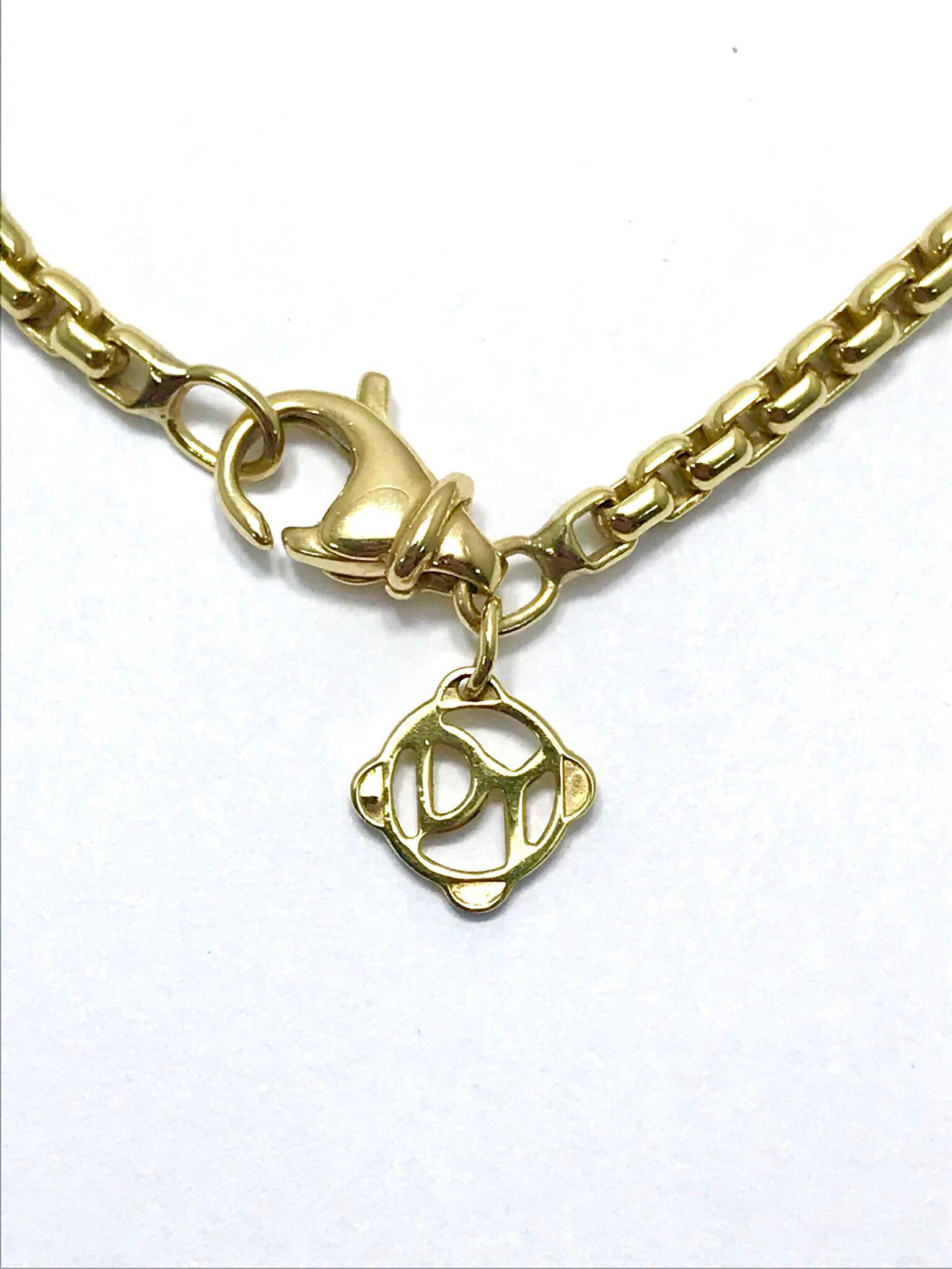 David Yurman Mosaic Diamond and Multi Gemstone Yellow Gold Pendant and Chain 2