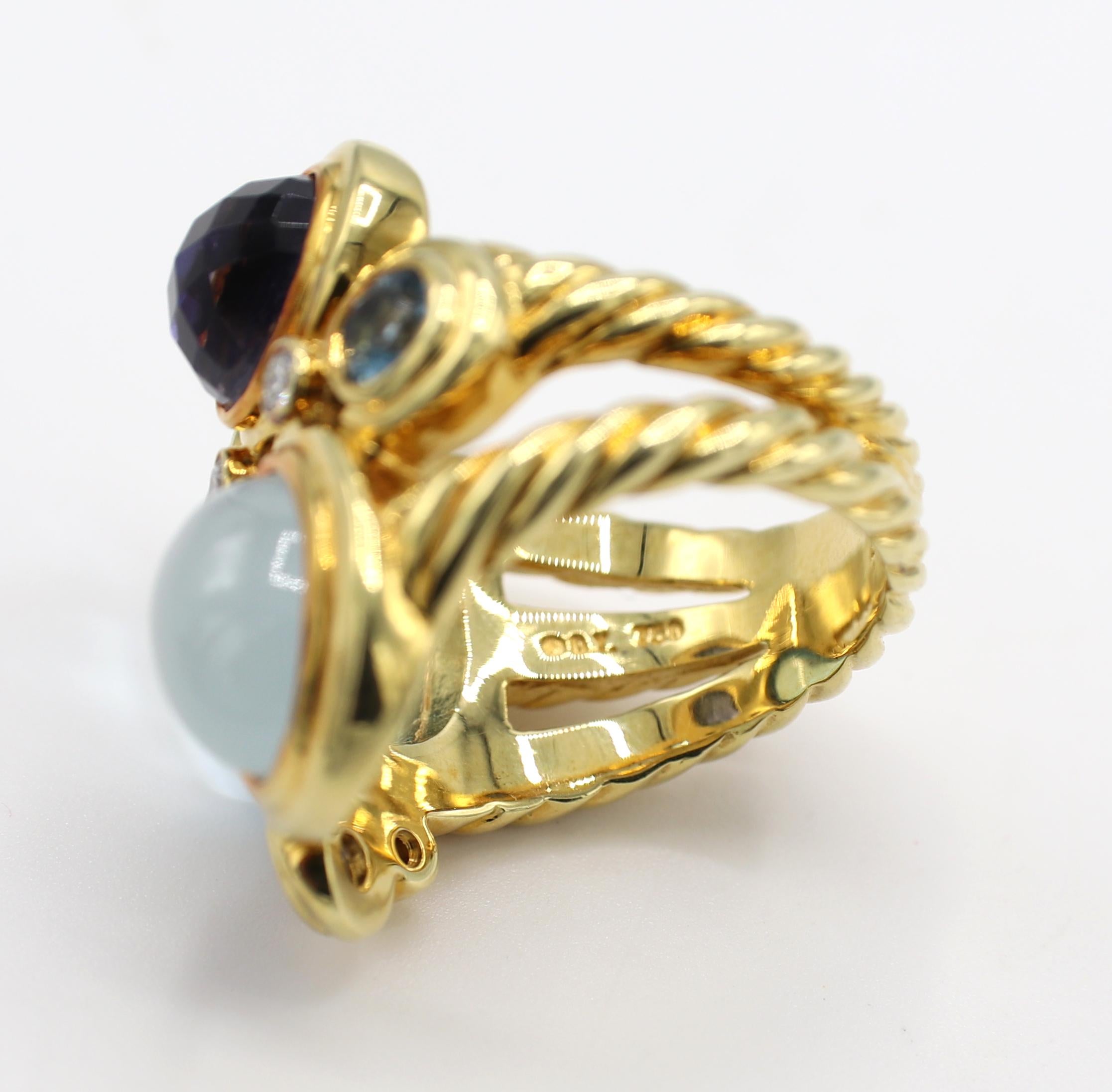 david yurman gold ring with diamonds