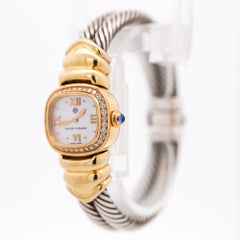 David Yurman Mother of Pearl Diamond Bezel 18K Gold Silver Vintage 1990s Watch