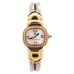 David Yurman Mother of Pearl Diamond Bezel 18K Gold Silver Vintage 1990s Watch