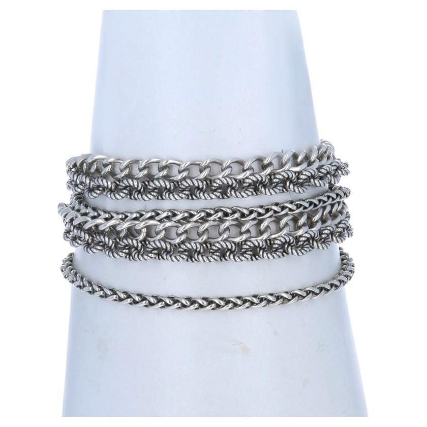 David Yurman Multi Chain Toggle Bracelet 7 1/4" - Sterling Silver 925